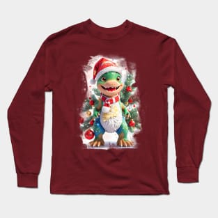 Tyrannosaurus Rex Jurassic Christmas Long Sleeve T-Shirt